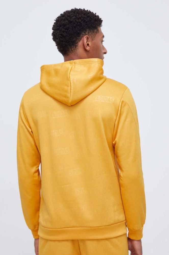 Кофта adidas чоловіча колір жовтий з капюшоном візерунок фото 3
