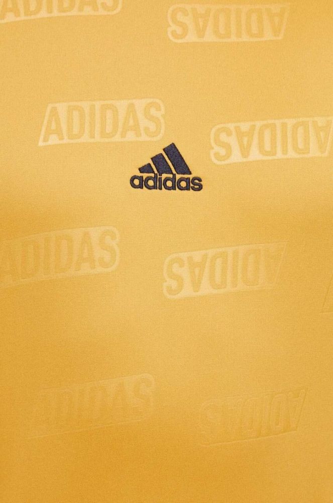 Кофта adidas чоловіча колір жовтий з капюшоном візерунок фото 5