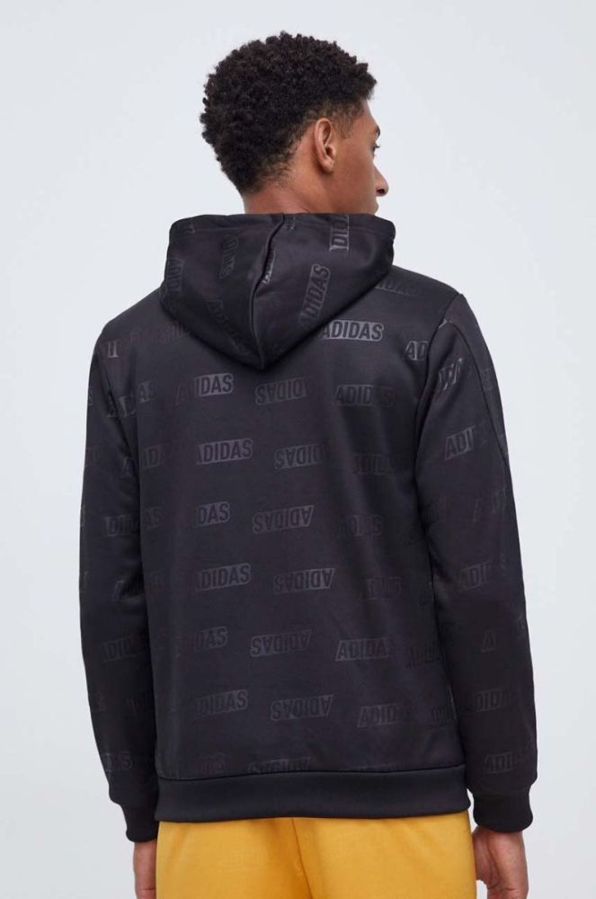 Кофта adidas чоловіча колір чорний з капюшоном візерунок фото 3