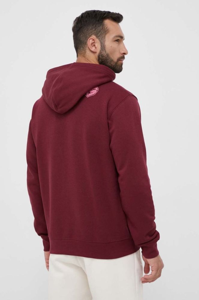 Кофта adidas чоловіча колір бордовий з капюшоном з аплікацією фото 3