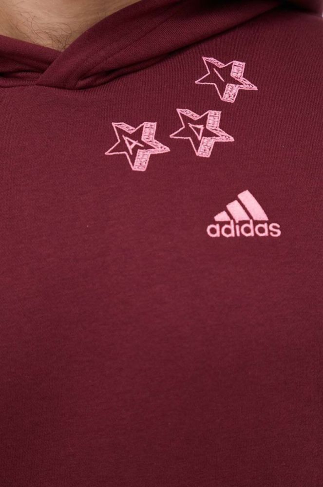 Кофта adidas чоловіча колір бордовий з капюшоном з аплікацією фото 5