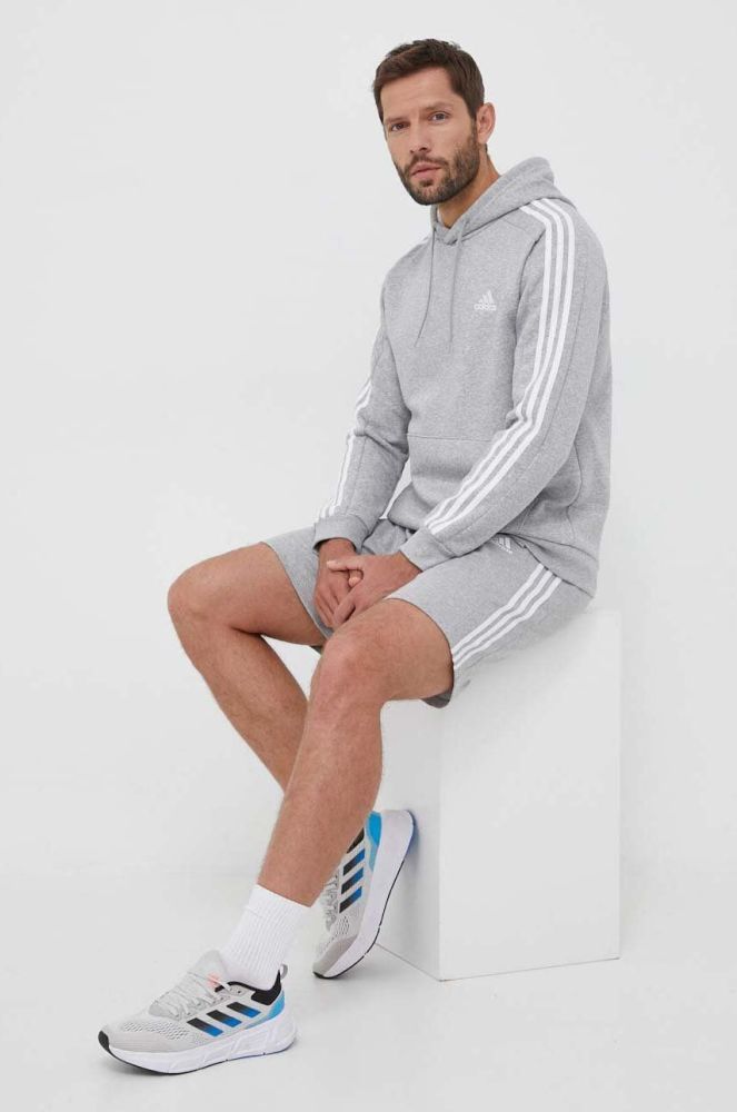 Кофта adidas чоловіча колір сірий з капюшоном меланж (3321814)