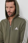 Кофта adidas чоловіча колір зелений з капюшоном з аплікацією (3321849)
