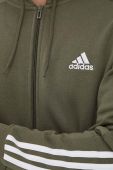 Кофта adidas чоловіча колір зелений з капюшоном з аплікацією (3321849)