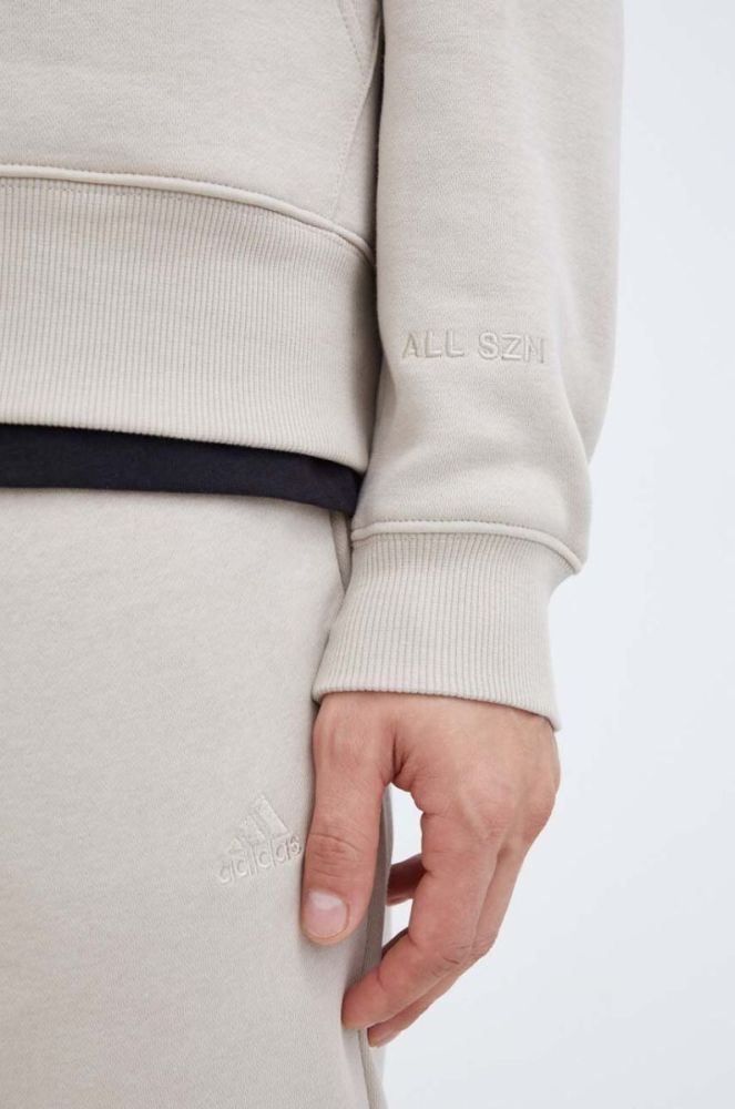 Кофта adidas чоловіча колір бежевий з капюшоном однотонна (3492375) фото 5