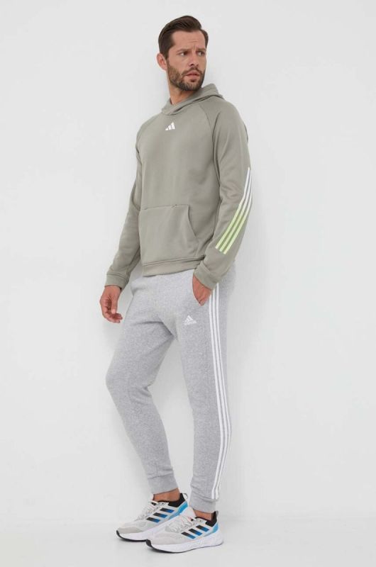 Тренувальна кофта adidas Performance Train Icons колір зелений з капюшоном з принтом фото 2
