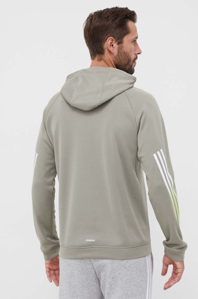 Тренувальна кофта adidas Performance Train Icons колір зелений з капюшоном з принтом фото 3