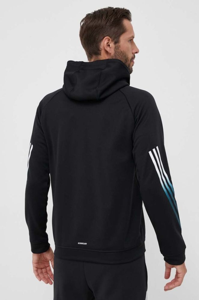 Тренувальна кофта adidas Performance Train Icons колір чорний з капюшоном з принтом фото 3