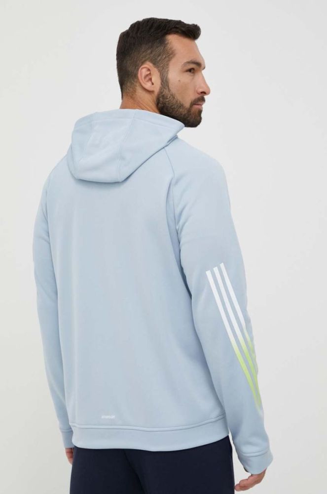 Тренувальна кофта adidas Performance Train Icons з капюшоном з принтом колір блакитний фото 3