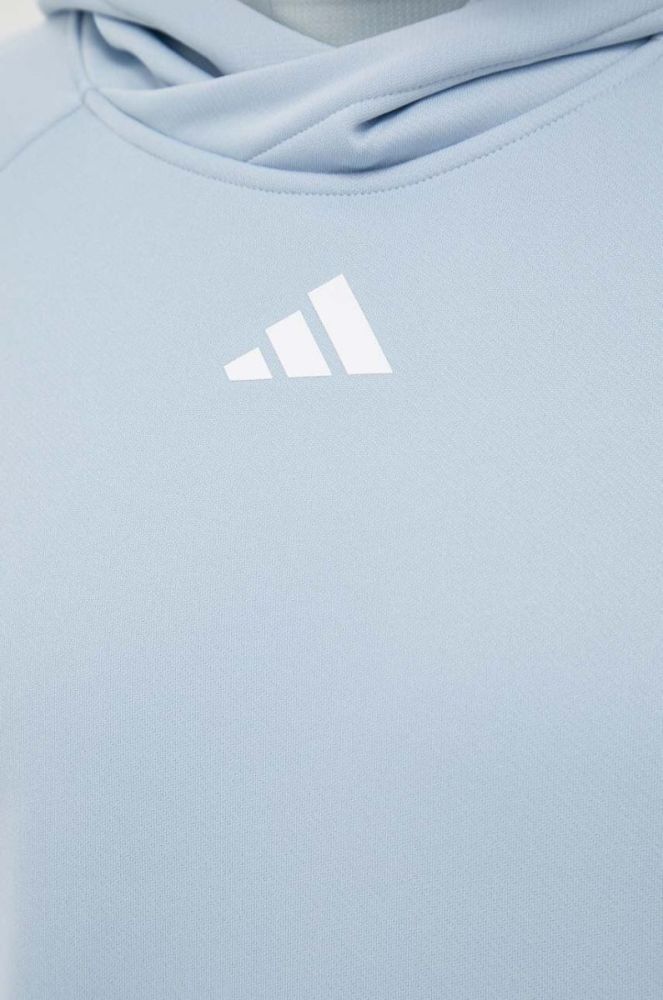 Тренувальна кофта adidas Performance Train Icons з капюшоном з принтом колір блакитний фото 5