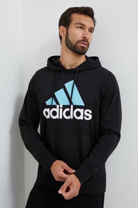 Кофта adidas чоловіча колір чорний з капюшоном з принтом (3532807)