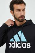 Кофта adidas чоловіча колір чорний з капюшоном з принтом (3532807)