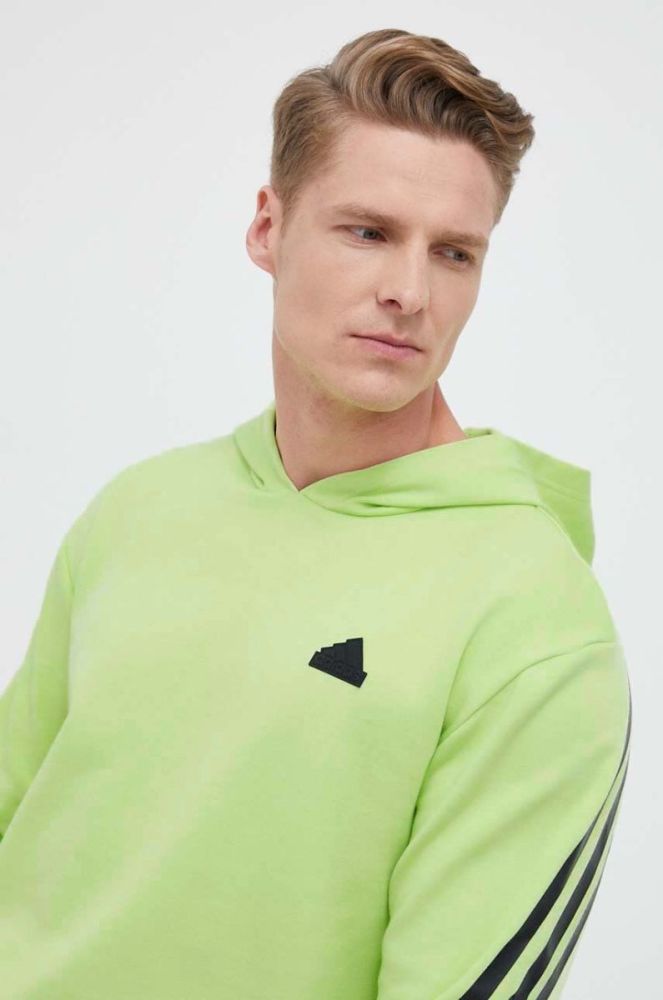 Кофта adidas чоловіча колір зелений з капюшоном з принтом (3309842) фото 4