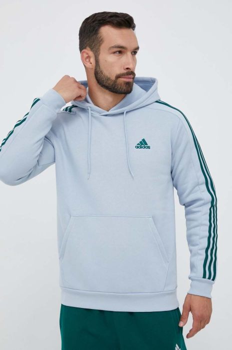 Кофта adidas чоловіча з капюшоном з аплікацією колір блакитний