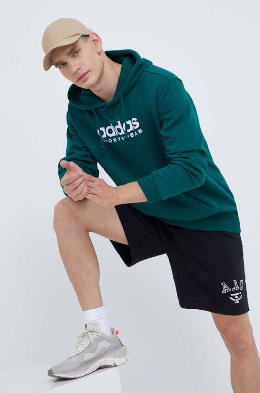 Кофта adidas чоловіча колір зелений з капюшоном з аплікацією (3500011) фото 2