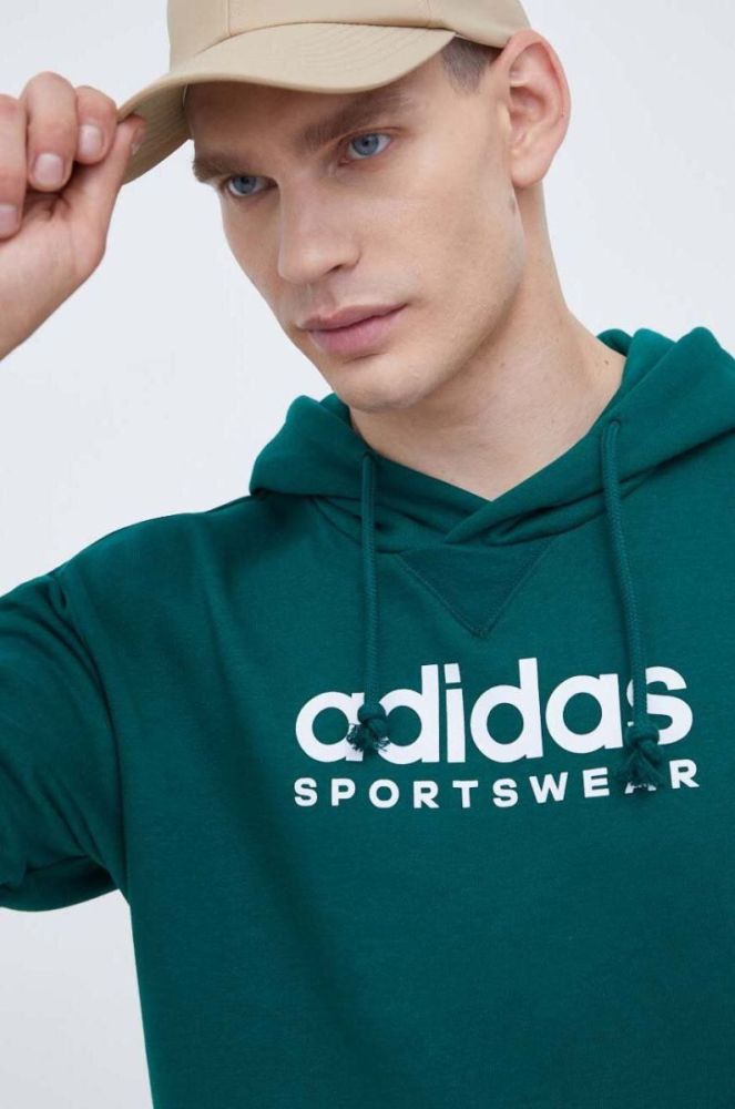 Кофта adidas чоловіча колір зелений з капюшоном з аплікацією (3500011) фото 4
