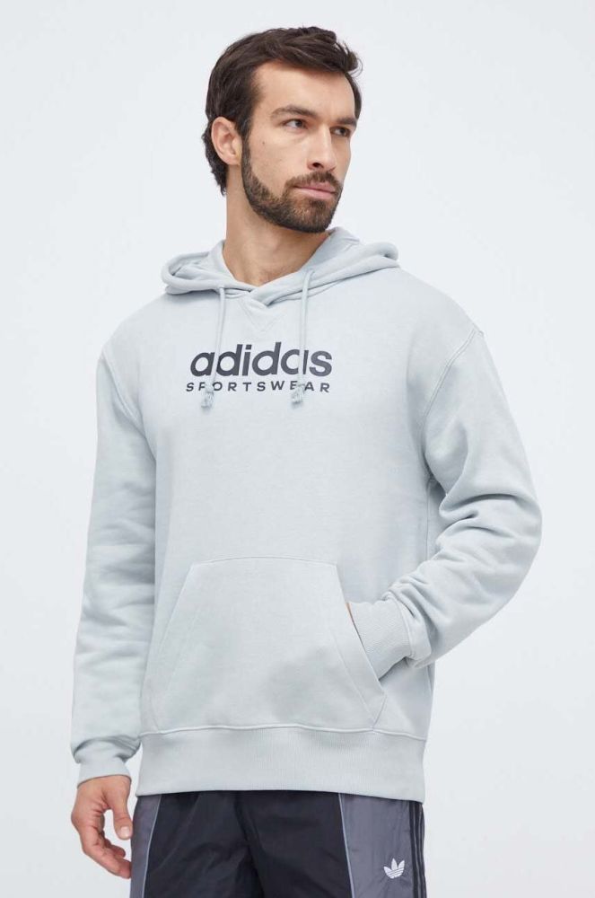 Кофта adidas чоловіча з капюшоном з принтом колір блакитний (3624877)