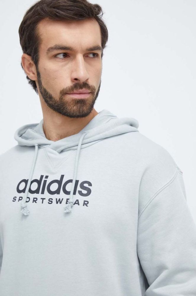 Кофта adidas чоловіча з капюшоном з принтом колір блакитний (3624877) фото 4