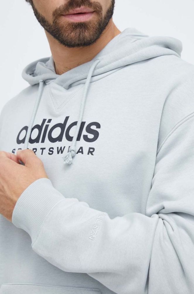 Кофта adidas чоловіча з капюшоном з принтом колір блакитний (3624877) фото 5