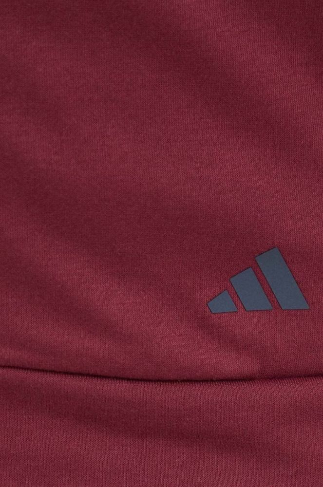 Тренувальна кофта adidas Performance Base колір бордовий з капюшоном однотонна фото 5