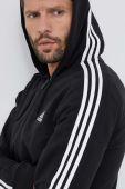 Бавовняна кофта adidas чоловіча колір чорний з капюшоном з аплікацією (3319592)