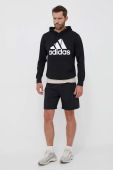 Кофта adidas чоловіча колір чорний з капюшоном з принтом (3327576)