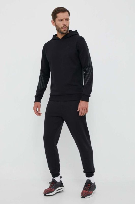 Кофта adidas чоловіча колір чорний з капюшоном з принтом (3321864) фото 2