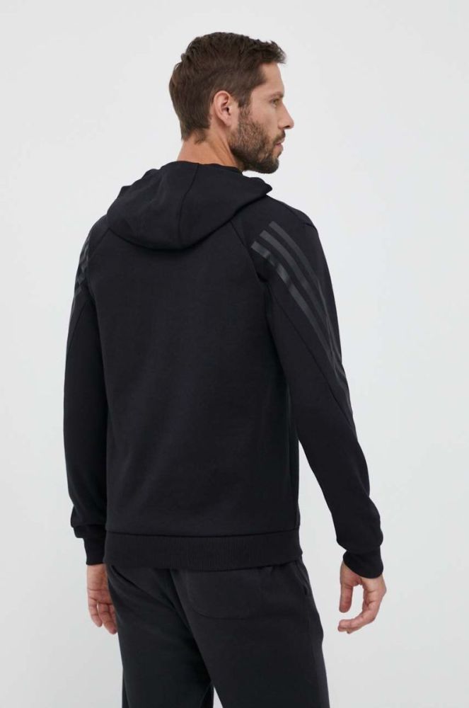 Кофта adidas чоловіча колір чорний з капюшоном з принтом (3321864) фото 3