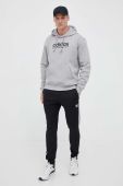 Кофта adidas чоловіча колір сірий з капюшоном з принтом (3302723)