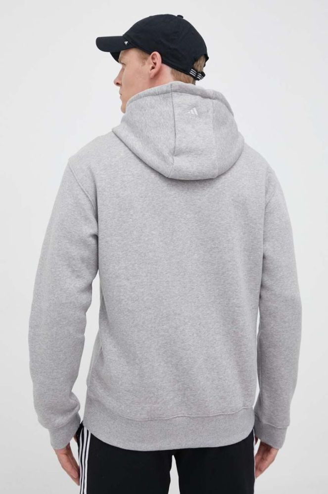 Кофта adidas чоловіча колір сірий з капюшоном з принтом (3302723) фото 3