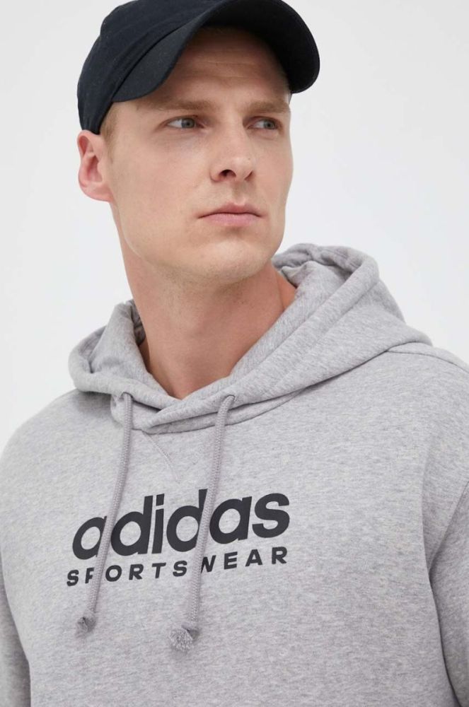 Кофта adidas чоловіча колір сірий з капюшоном з принтом (3302723) фото 4