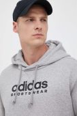 Кофта adidas чоловіча колір сірий з капюшоном з принтом (3302723)