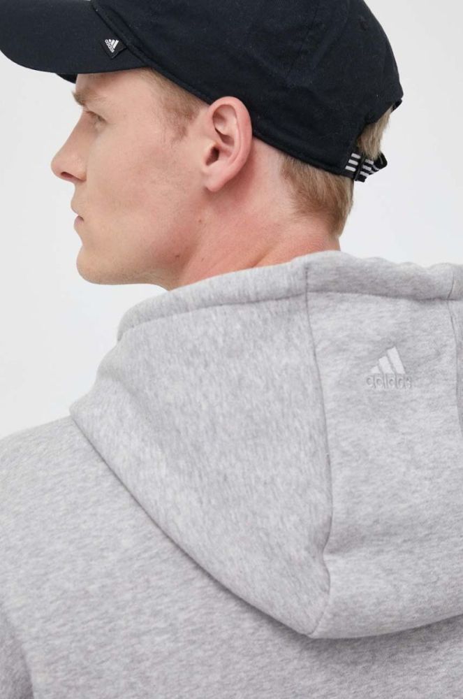 Кофта adidas чоловіча колір сірий з капюшоном з принтом (3302723) фото 5