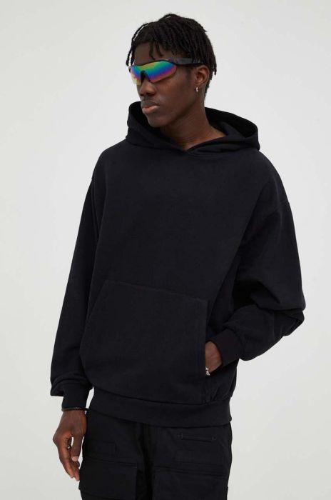 Бавовняна кофта Drykorn чоловіча колір чорний з капюшоном однотонна