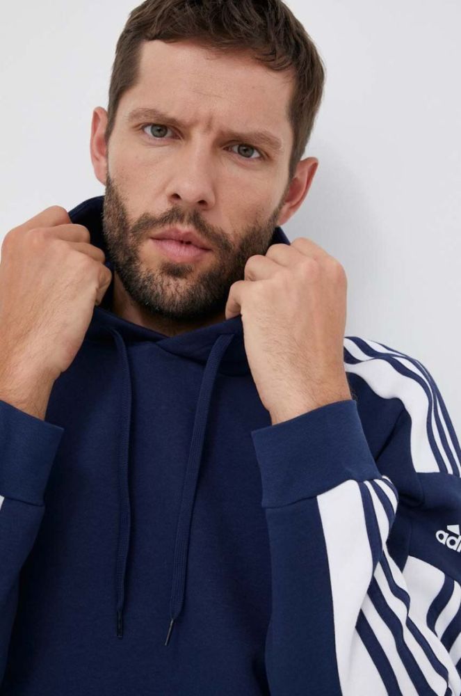 Кофта adidas Performance Squadra 21 колір синій з капюшоном з аплікацією фото 4