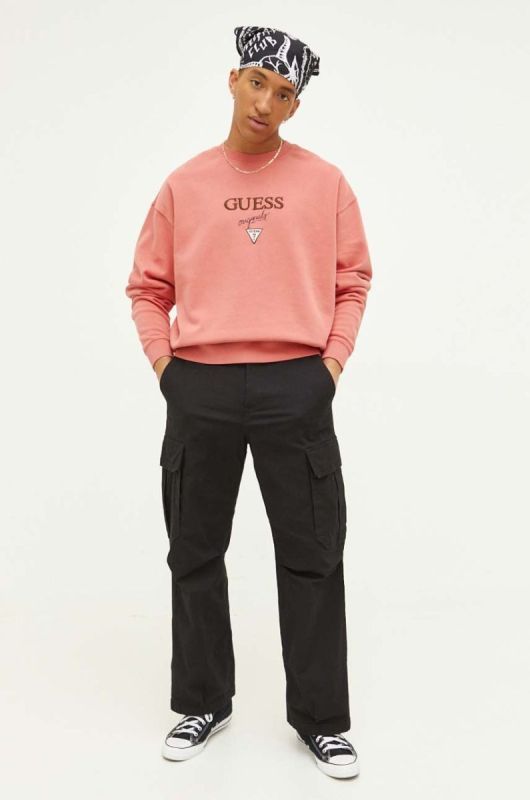 Кофта Guess Originals чоловіча колір помаранчевий з аплікацією фото 2