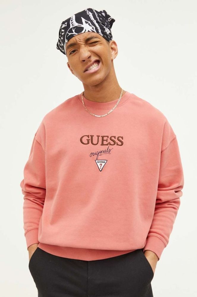 Кофта Guess Originals чоловіча колір помаранчевий з аплікацією фото 4