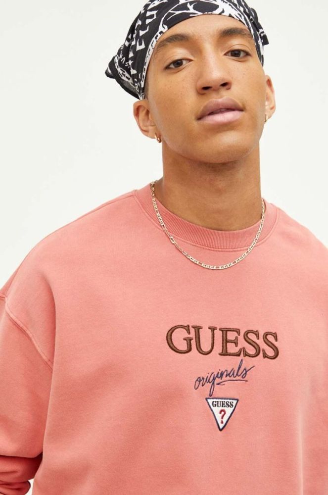 Кофта Guess Originals чоловіча колір помаранчевий з аплікацією фото 8