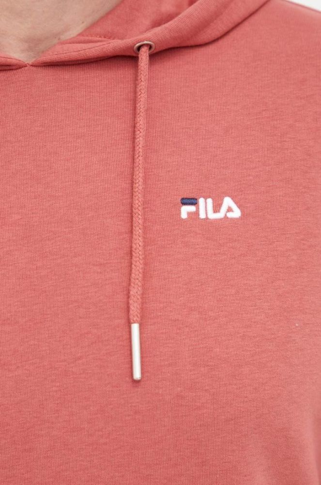 Кофта Fila чоловіча колір рожевий з капюшоном однотонна фото 6