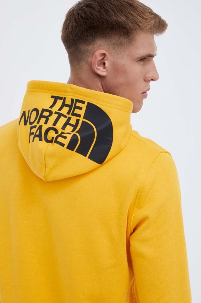 Бавовняна кофта The North Face чоловіча колір жовтий з капюшоном однотонна