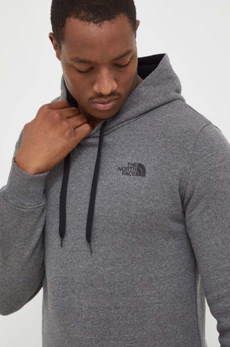 Кофта The North Face чоловіча колір сірий з капюшоном меланж