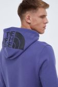 Бавовняна кофта The North Face чоловіча з капюшоном однотонна колір блакитний