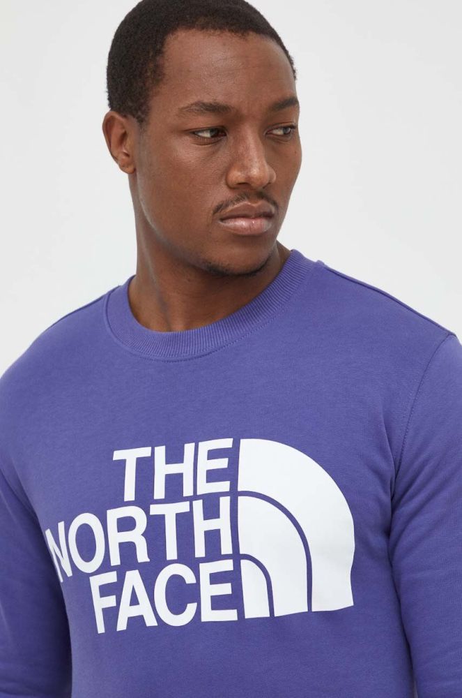 Бавовняна кофта The North Face чоловіча колір фіолетовий з принтом