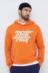 Бавовняна кофта The North Face чоловіча колір помаранчевий з капюшоном з принтом Бавовняна кофта The North Face чоловіча колір помаранчевий з капюшоном з принтом