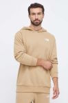 Бавовняна кофта The North Face чоловіча колір бежевий з капюшоном з принтом (3566908)