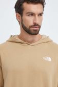 Бавовняна кофта The North Face чоловіча колір бежевий з капюшоном з принтом (3566908)