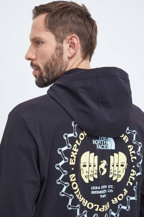 Спортивна кофта The North Face Tekno Logo колір чорний з капюшоном з принтом (3675273)