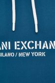 Бавовняна кофта Armani Exchange чоловіча з капюшоном з принтом колір блакитний