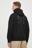 Бавовняна кофта Armani Exchange чоловіча колір чорний з капюшоном з принтом (3351344)