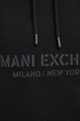 Бавовняна кофта Armani Exchange чоловіча колір чорний з капюшоном з принтом (3351344)